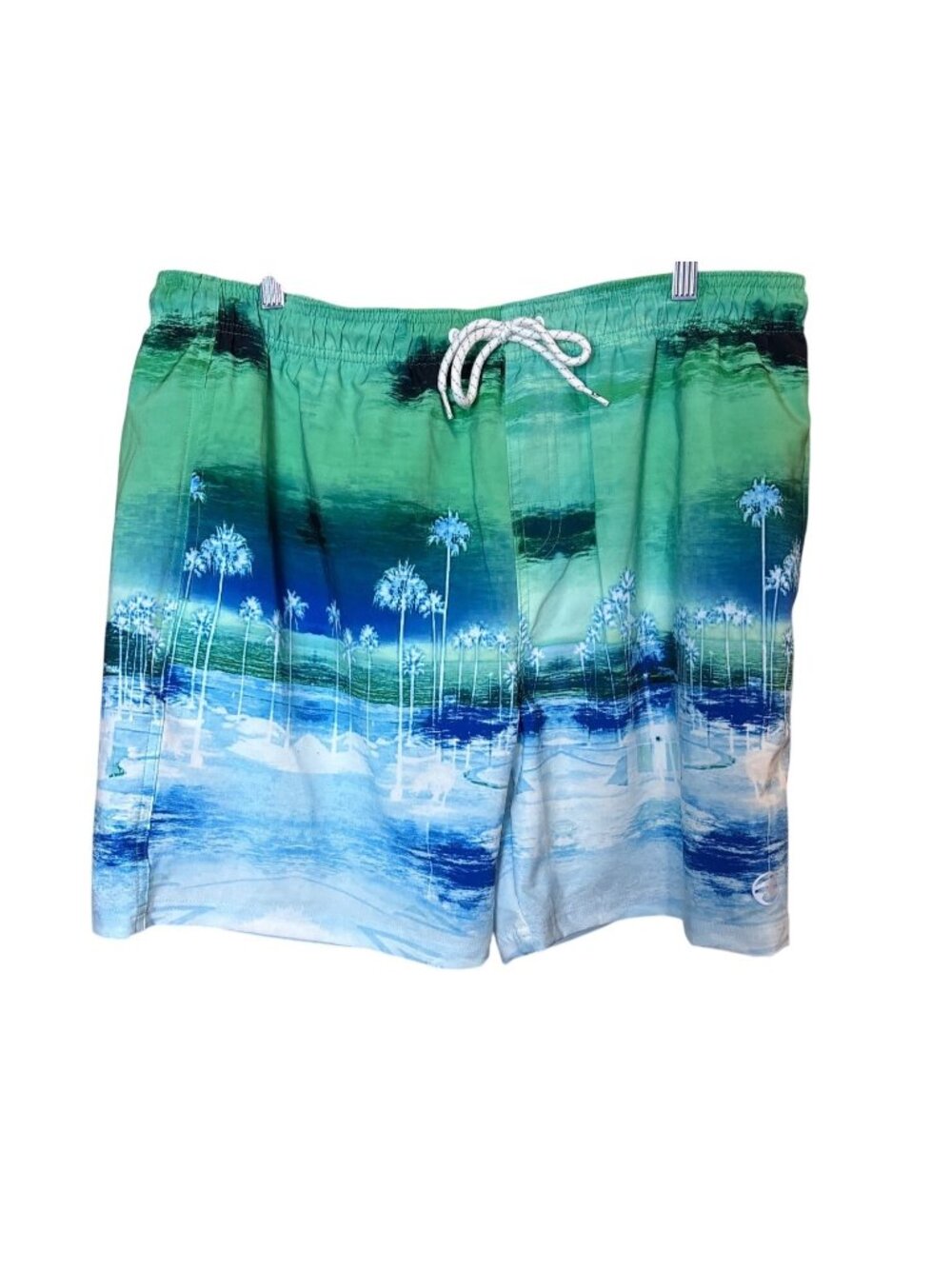 Ocean Current Mens L Green Gradient Volley Swim Shorts 4-Way Stretch Poly/Spande